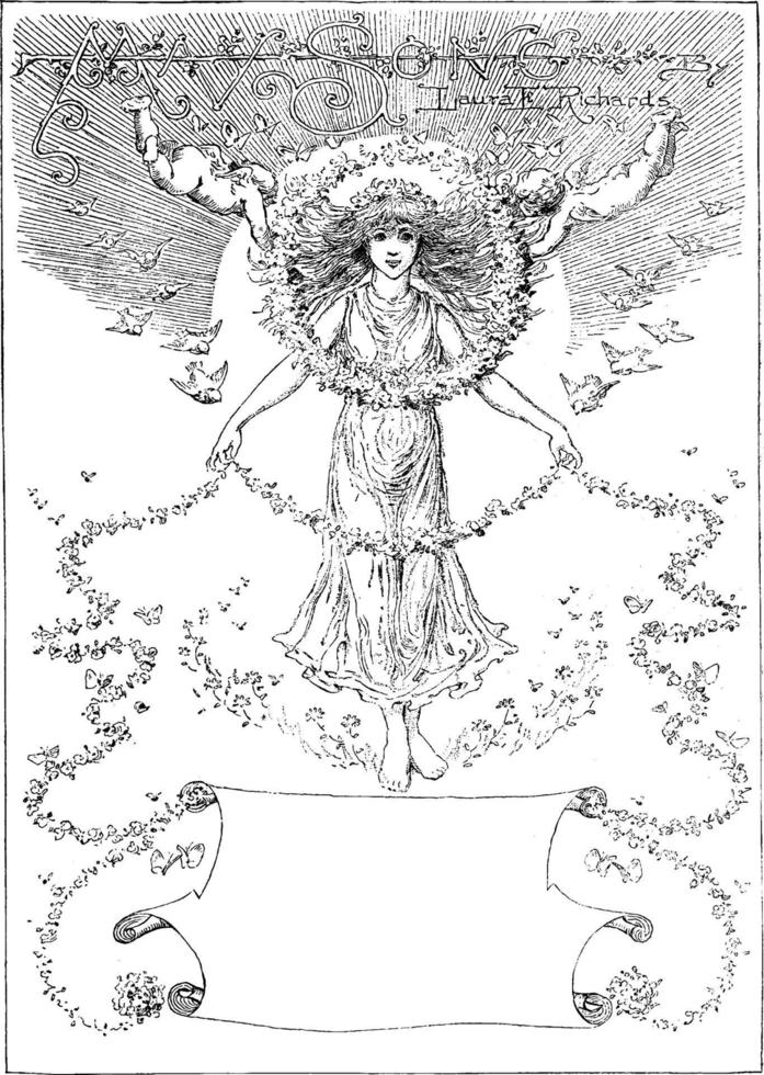 angelo donna, Vintage ▾ illustrazione vettore