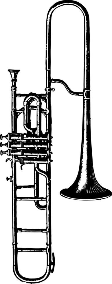 trombone un' pistone, Vintage ▾ illustrazione. vettore