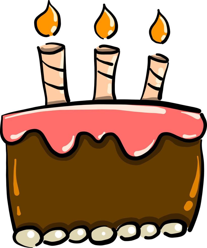 torta con candele, illustrazione, vettore su bianca sfondo