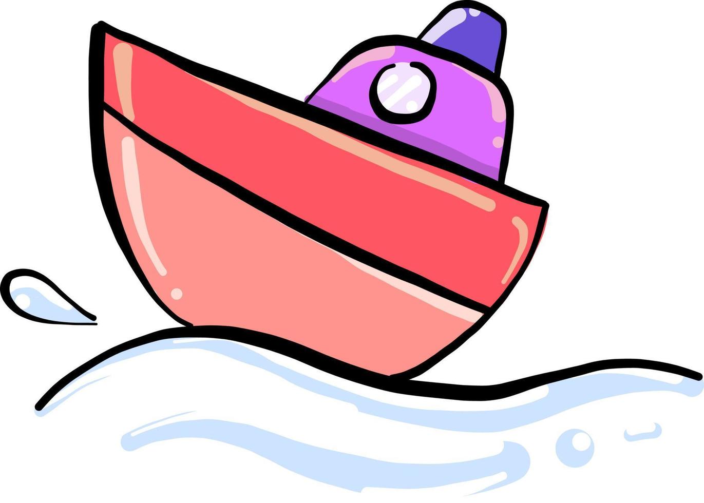 barca su acqua, illustrazione, vettore su bianca sfondo.