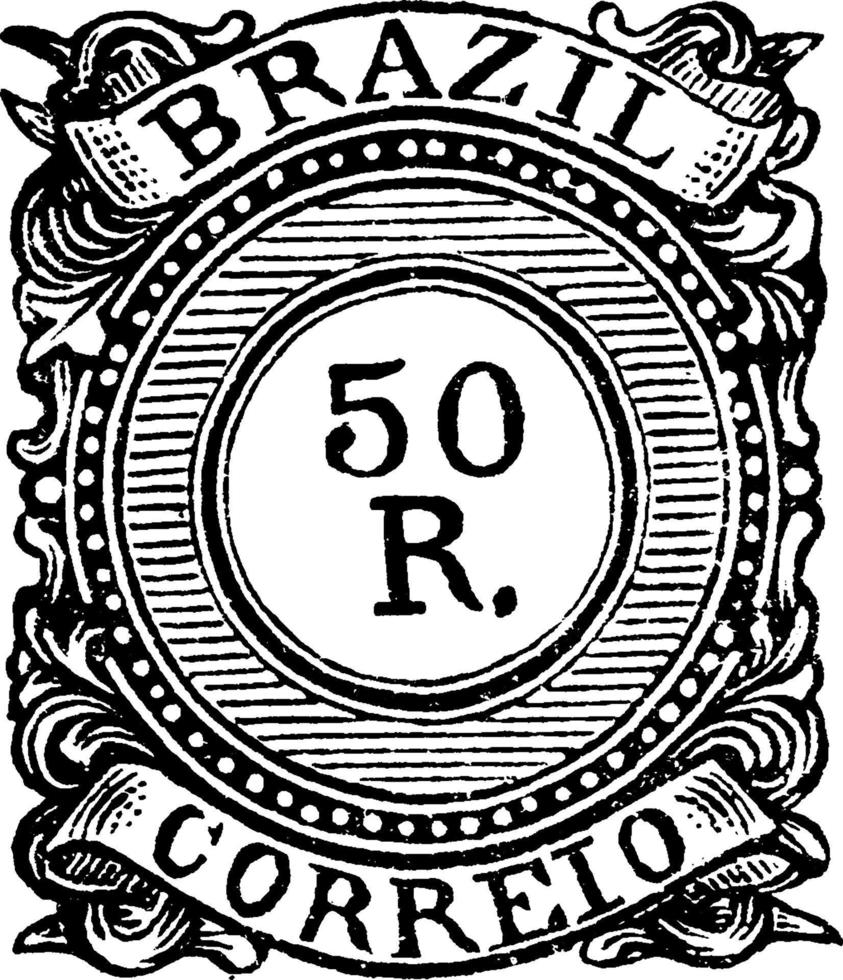 brasile 50 r francobollo, 1887-1888, Vintage ▾ illustrazione vettore