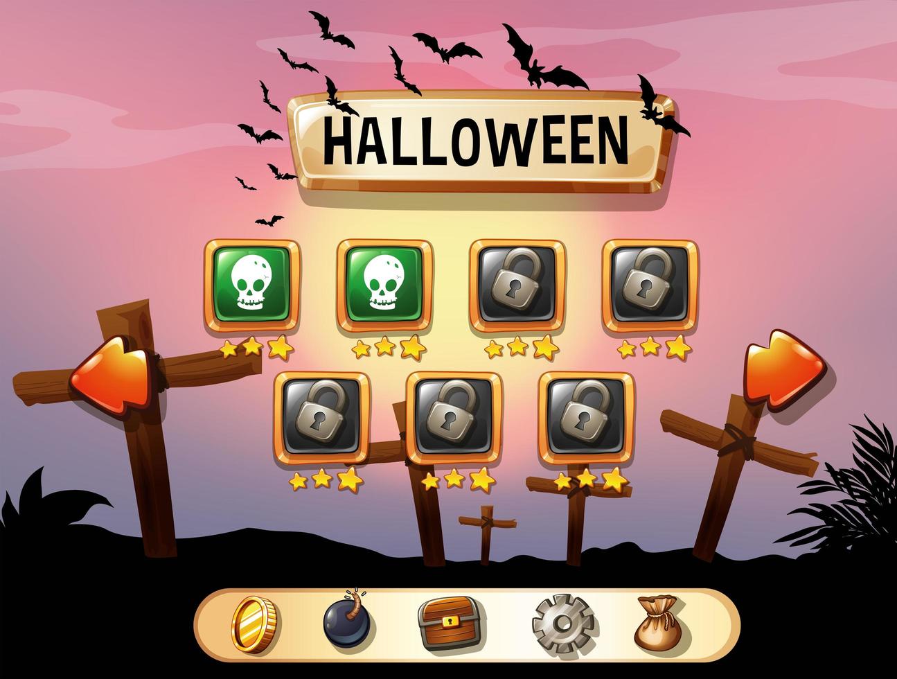 screensaver modello di gioco a tema di halloween vettore