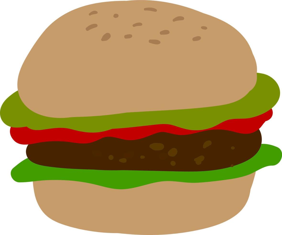 grande Hamburger, illustrazione, vettore su bianca sfondo.