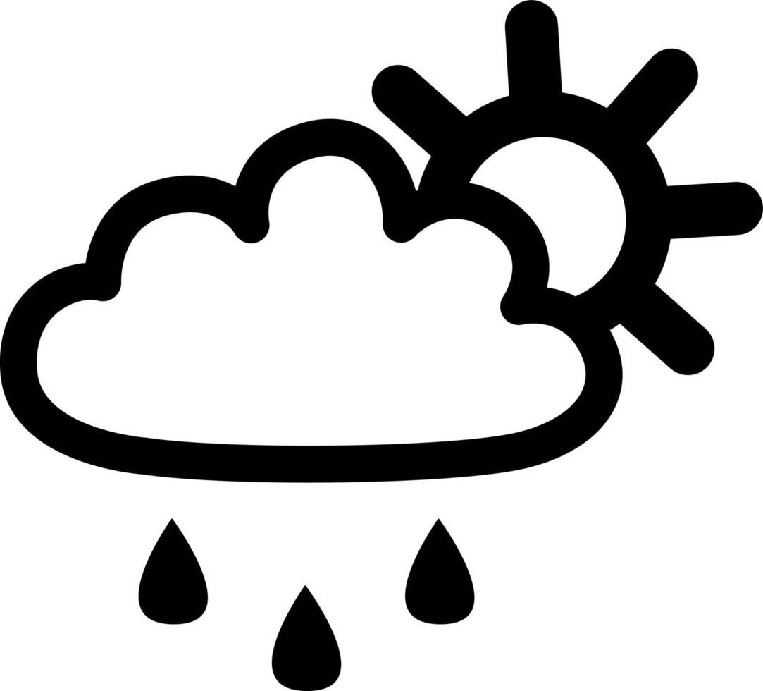 sole con leggero piovere, illustrazione, vettore su un' bianca sfondo