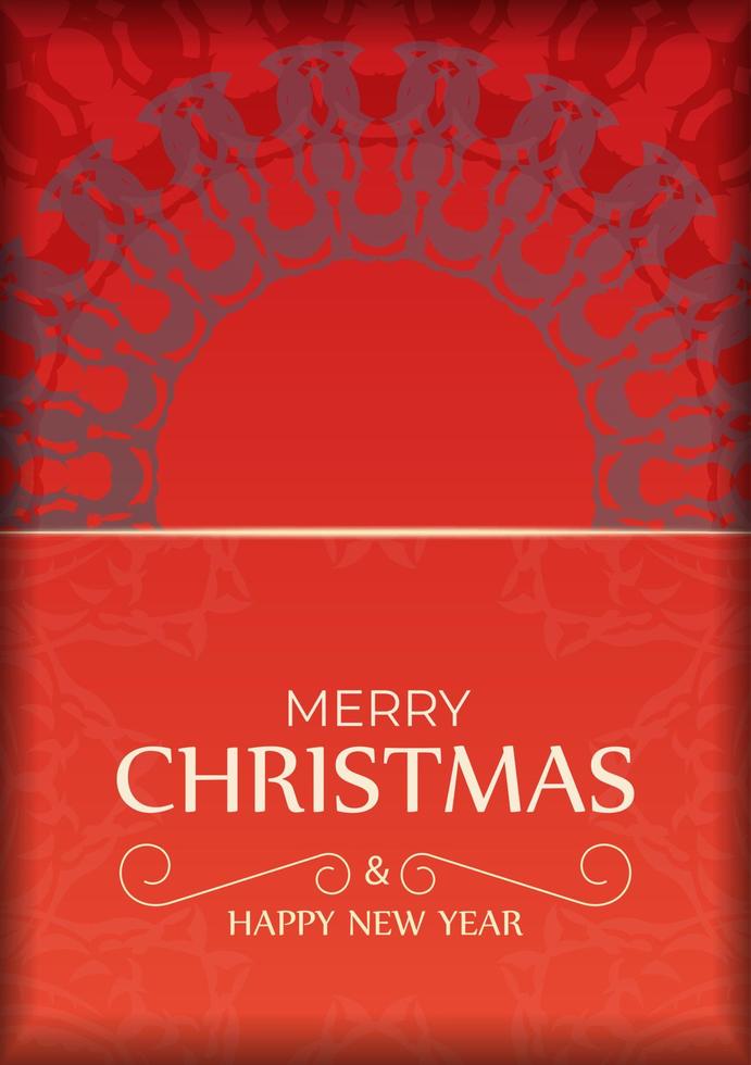 saluto carta allegro Natale e contento nuovo anno rosso colore con inverno Borgogna ornamento vettore