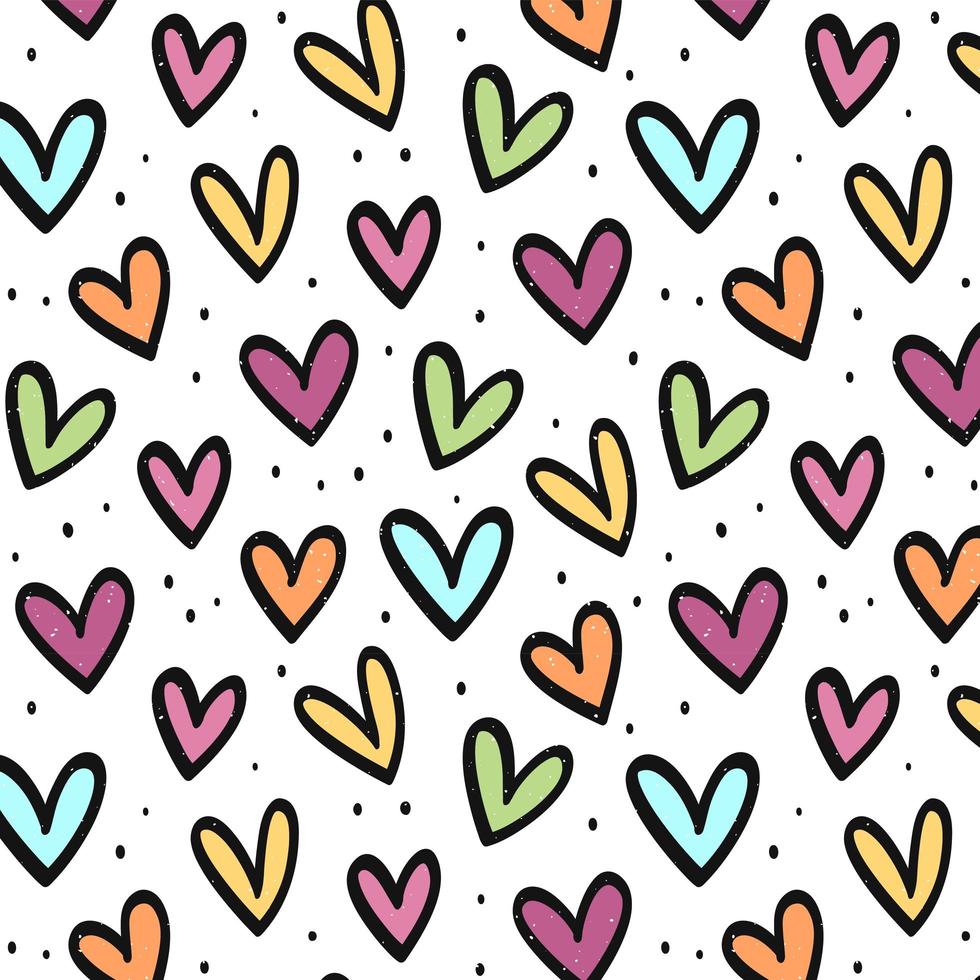 seamless pattern di cuori colorati vettore