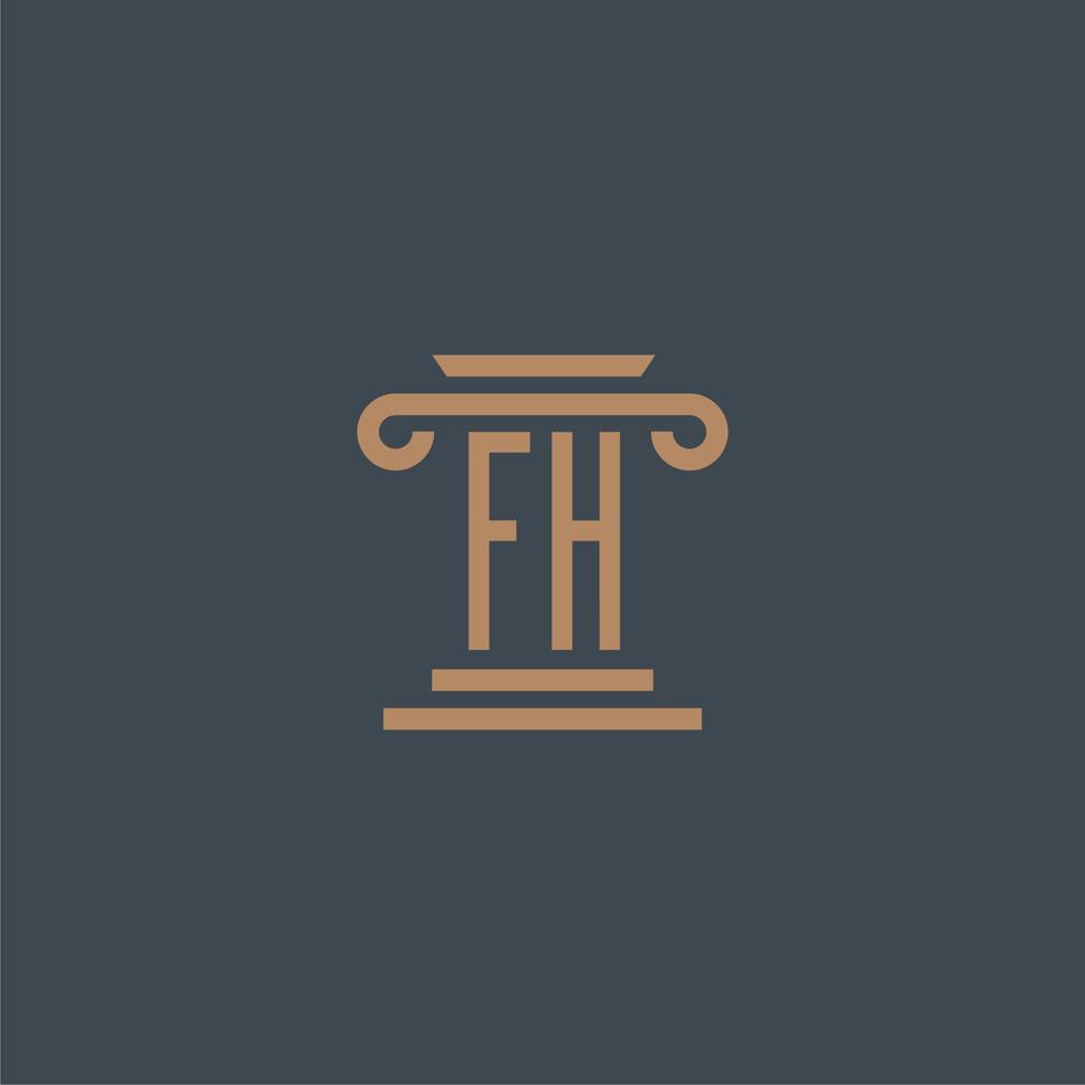 fh iniziale monogramma per studio legale logo con pilastro design vettore