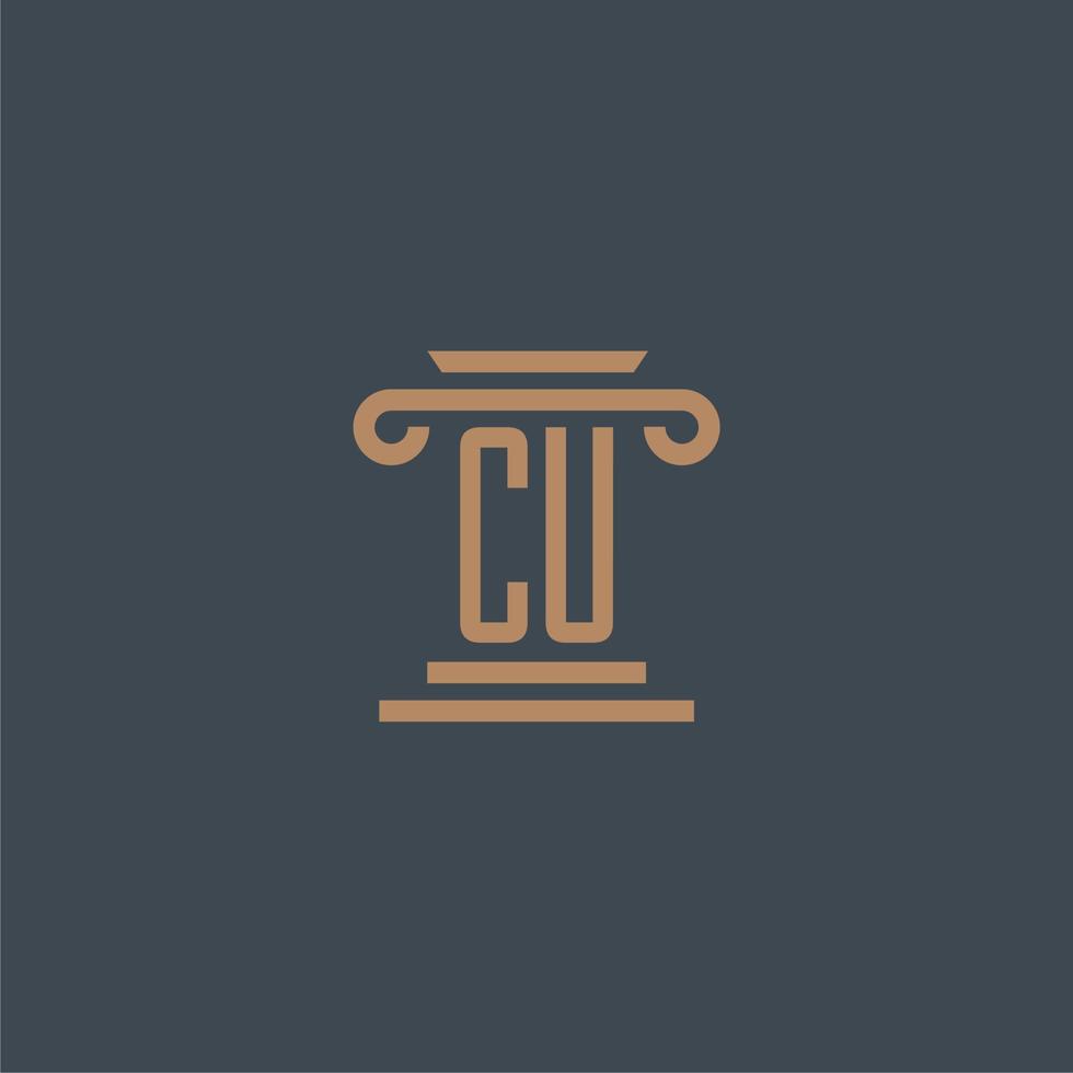 cu iniziale monogramma per studio legale logo con pilastro design vettore