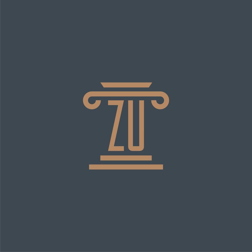 zu iniziale monogramma per studio legale logo con pilastro design vettore