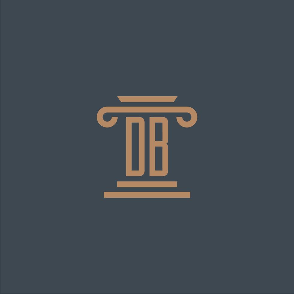 db iniziale monogramma per studio legale logo con pilastro design vettore