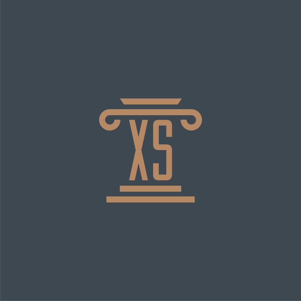 xs iniziale monogramma per studio legale logo con pilastro design vettore