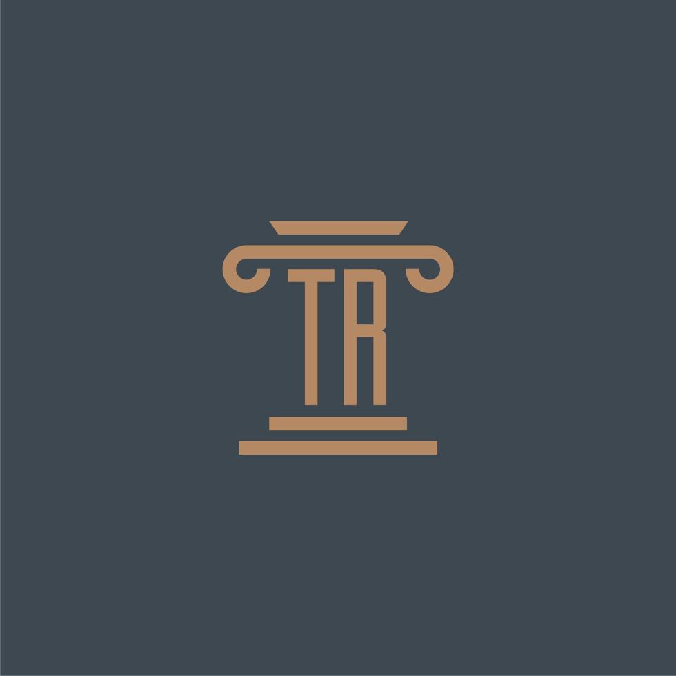 tr iniziale monogramma per studio legale logo con pilastro design vettore