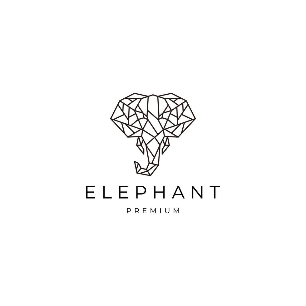 elefante geometrico poligonale logo vettore icona design modello