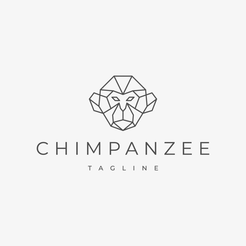 scimpanzé testa linea arte logo design modello vettore