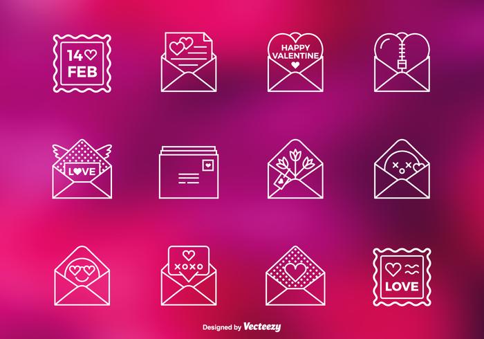 Linea icone di Valentine Love Letter Vector