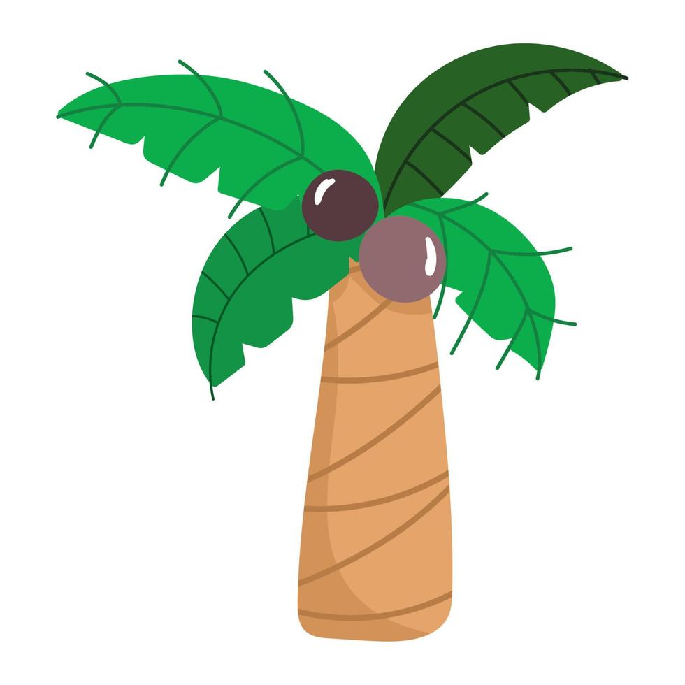 tropicale palma Noce di cocco cartone animato icona isolato design vettore