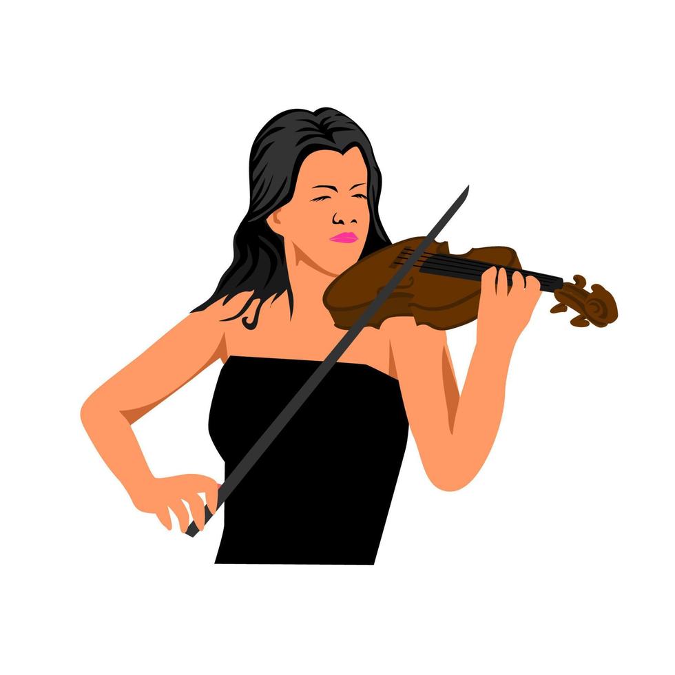 donna giocare violino design illustrazione. violinista ragazza vettore