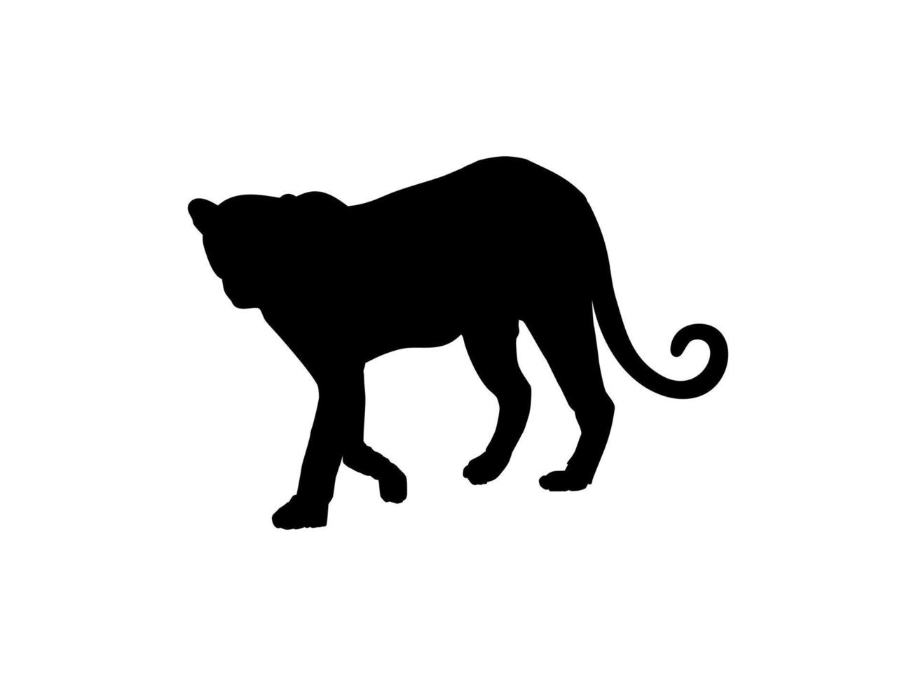 a piedi in piedi tigre, leopardo, ghepardo, nero pantera, giaguaro, grande gatto famiglia silhouette per logo o grafico design elemento. vettore illustrazione