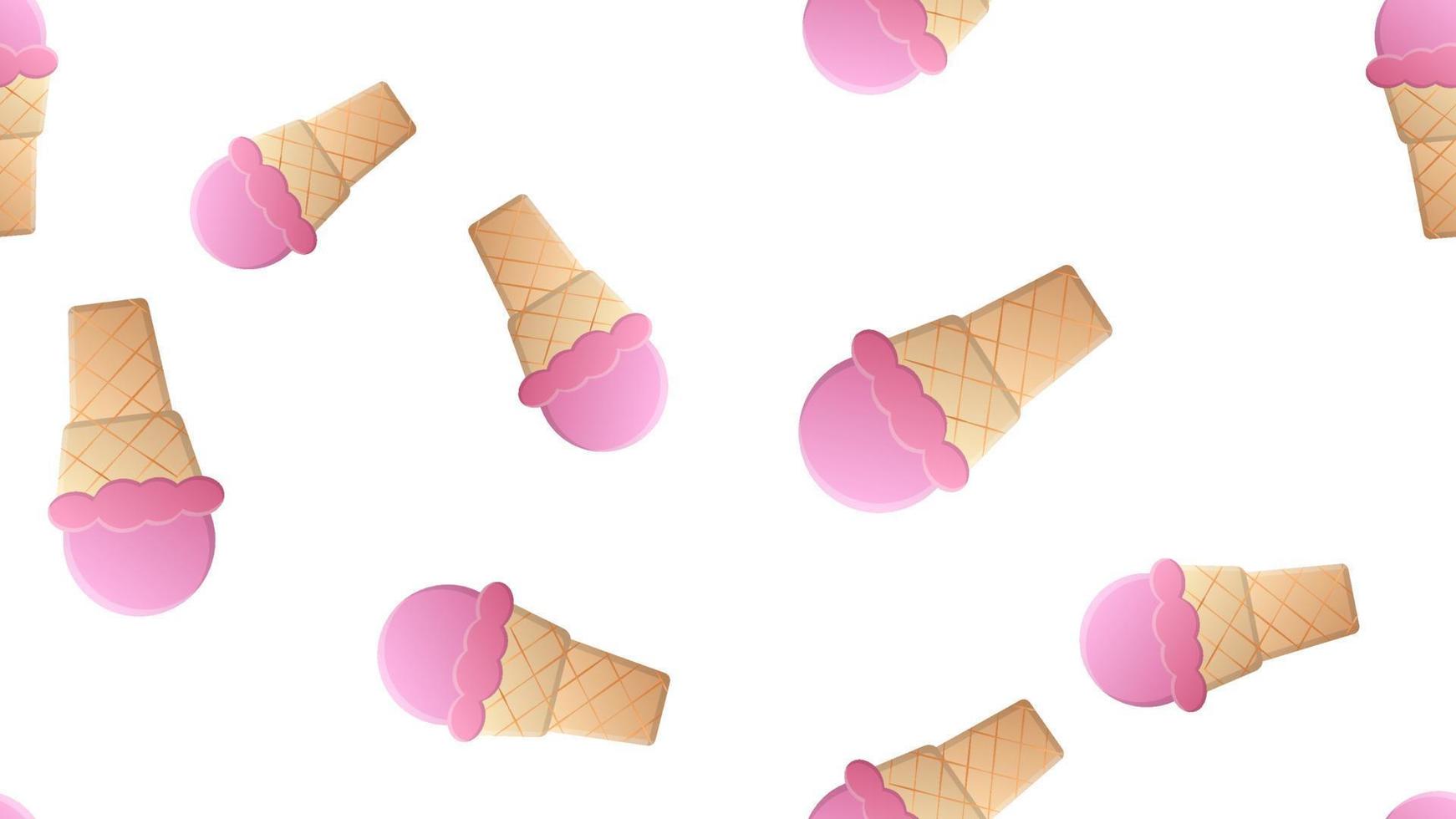 ghiaccio crema nel un' palla di rosa colore nel un' Marrone cialda tazza su un' bianca sfondo, modello, vettore illustrazione. dolce delizioso dolci. veloce cibo, un' Presto merenda nel il calore. veloce carboidrati