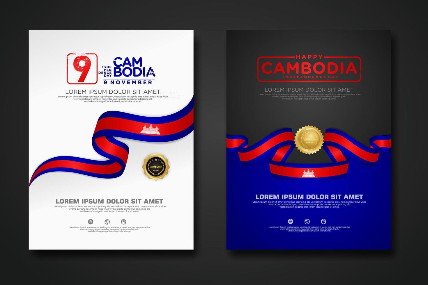 impostato manifesto design Cambogia indipendenza giorno sfondo modello vettore