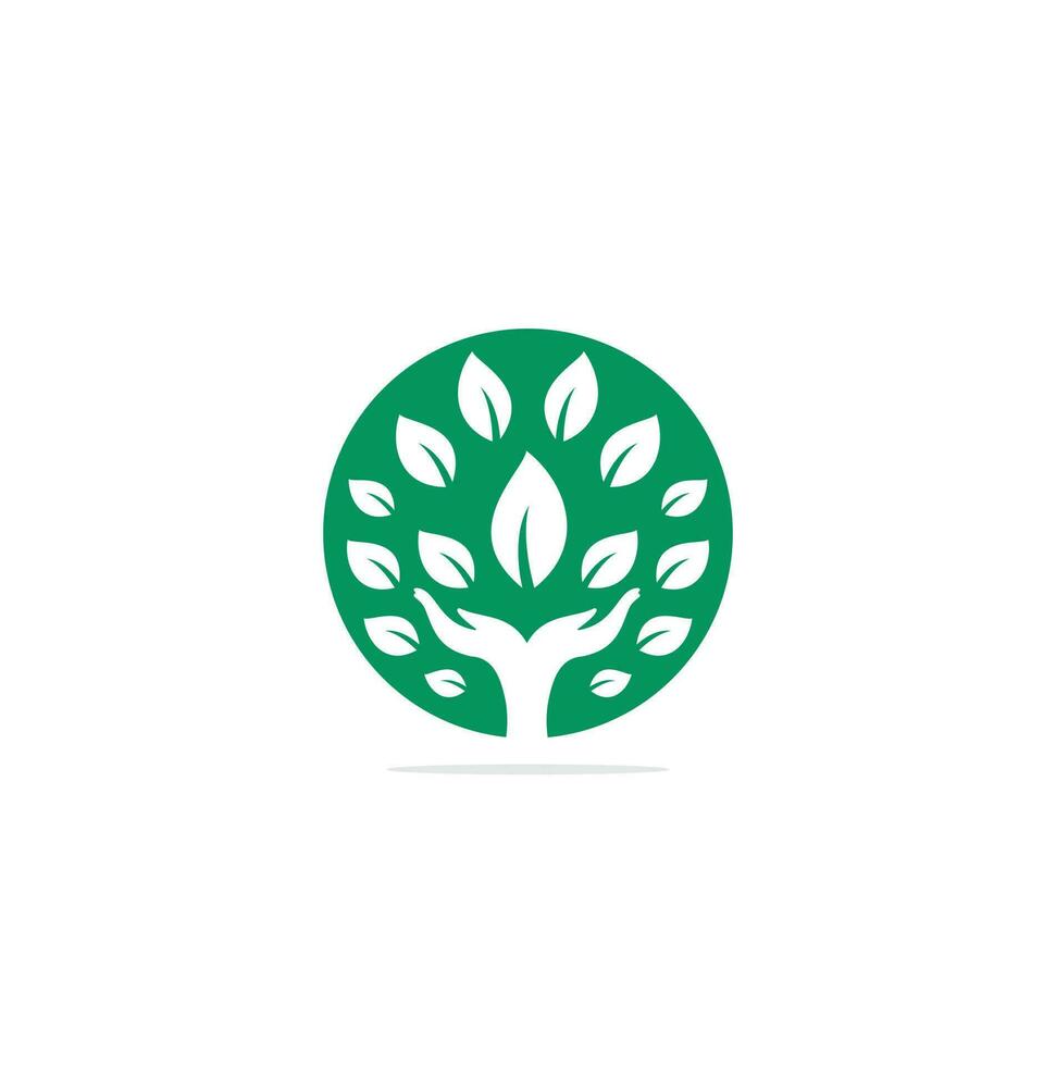 creativo verde mano albero logo design. naturale prodotti logo. vettore
