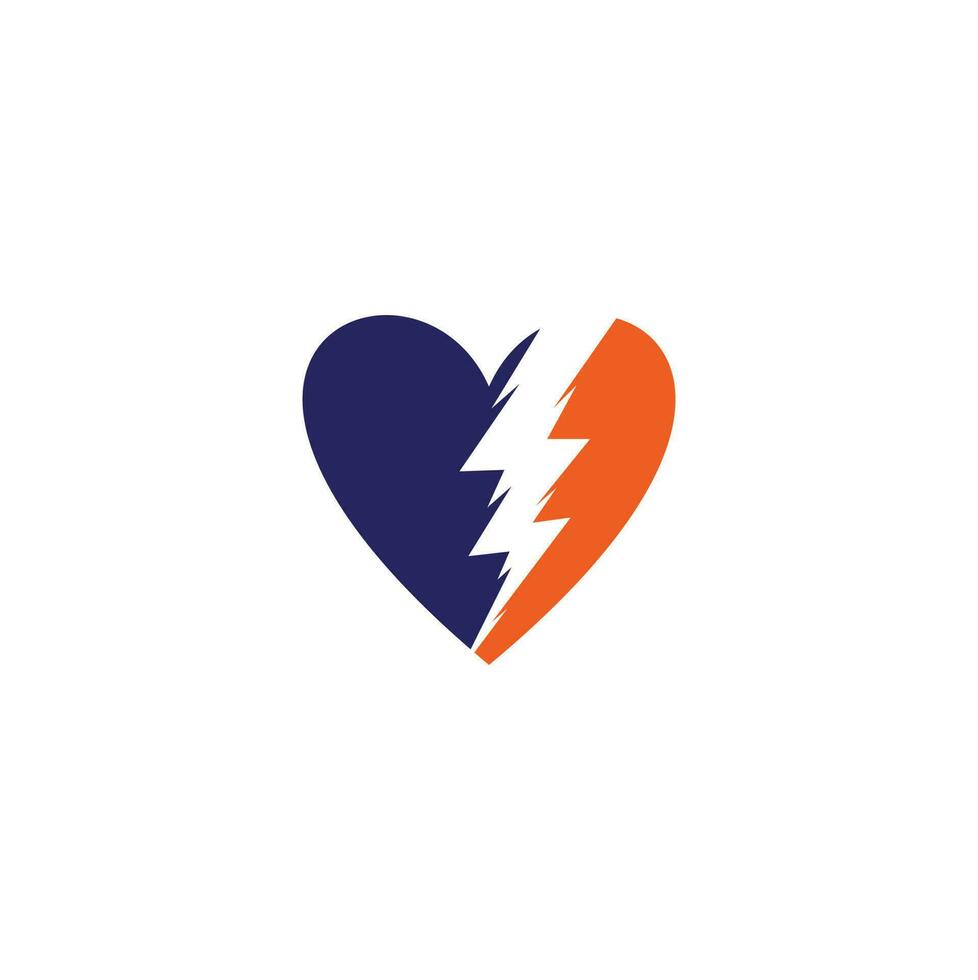 tuono cuore logo, elettrico cartello con un' cuore, amore energia energia logo design elemento, fulmine bullone nel cuore forma logo design vettore