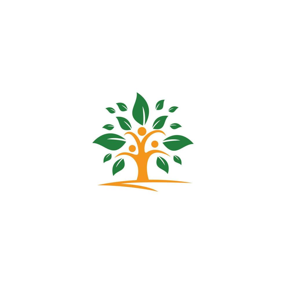 famiglia albero logo design. famiglia albero simbolo icona logo design. umano albero logo vettore