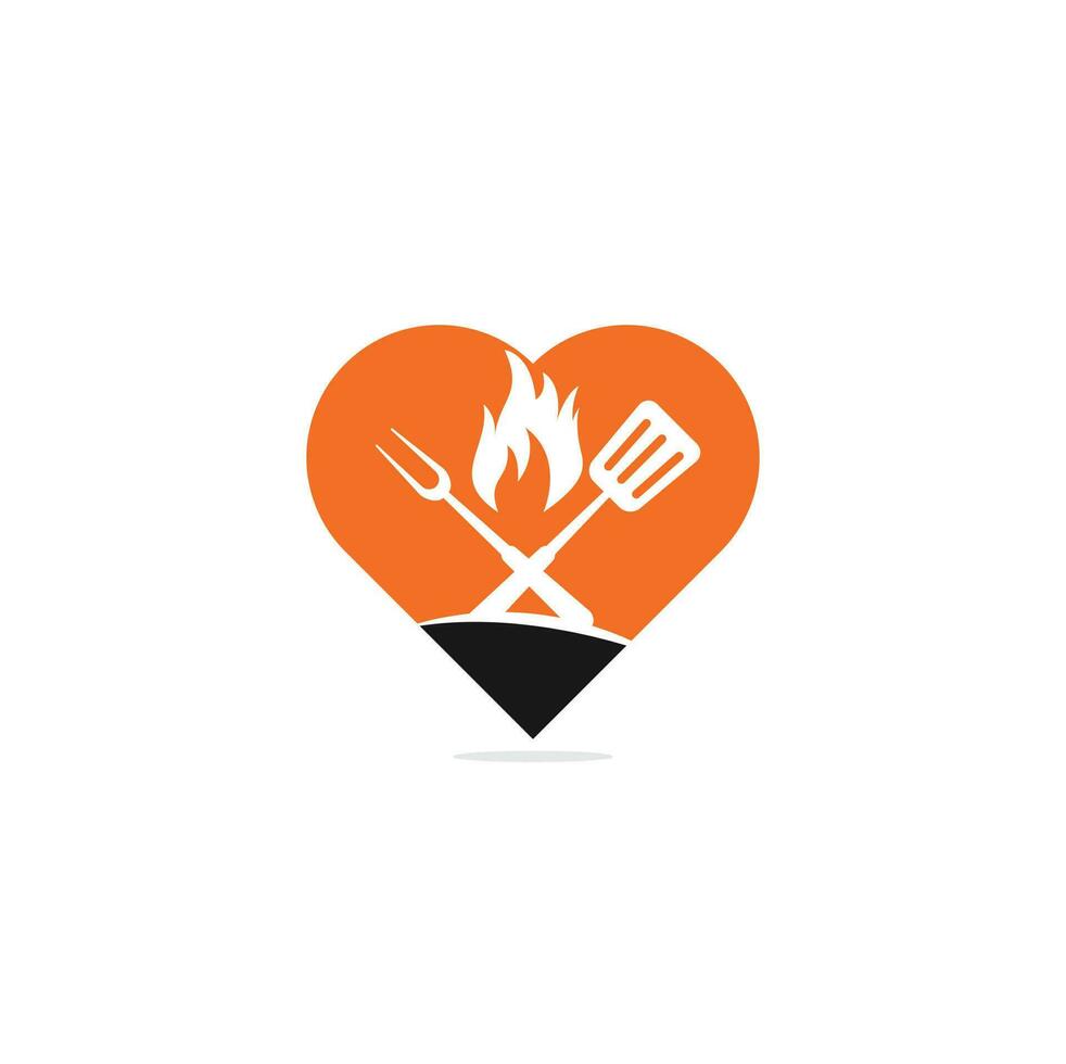 caldo griglia cuore forma concetto logo modelli. griglia logo design vettore