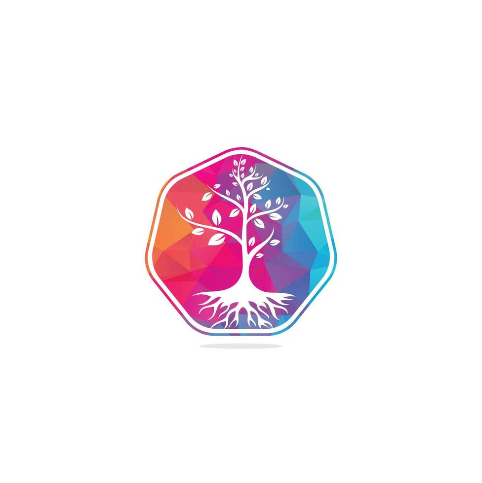 albero radici vettore logo design. vettore albero con radici logo elemento.