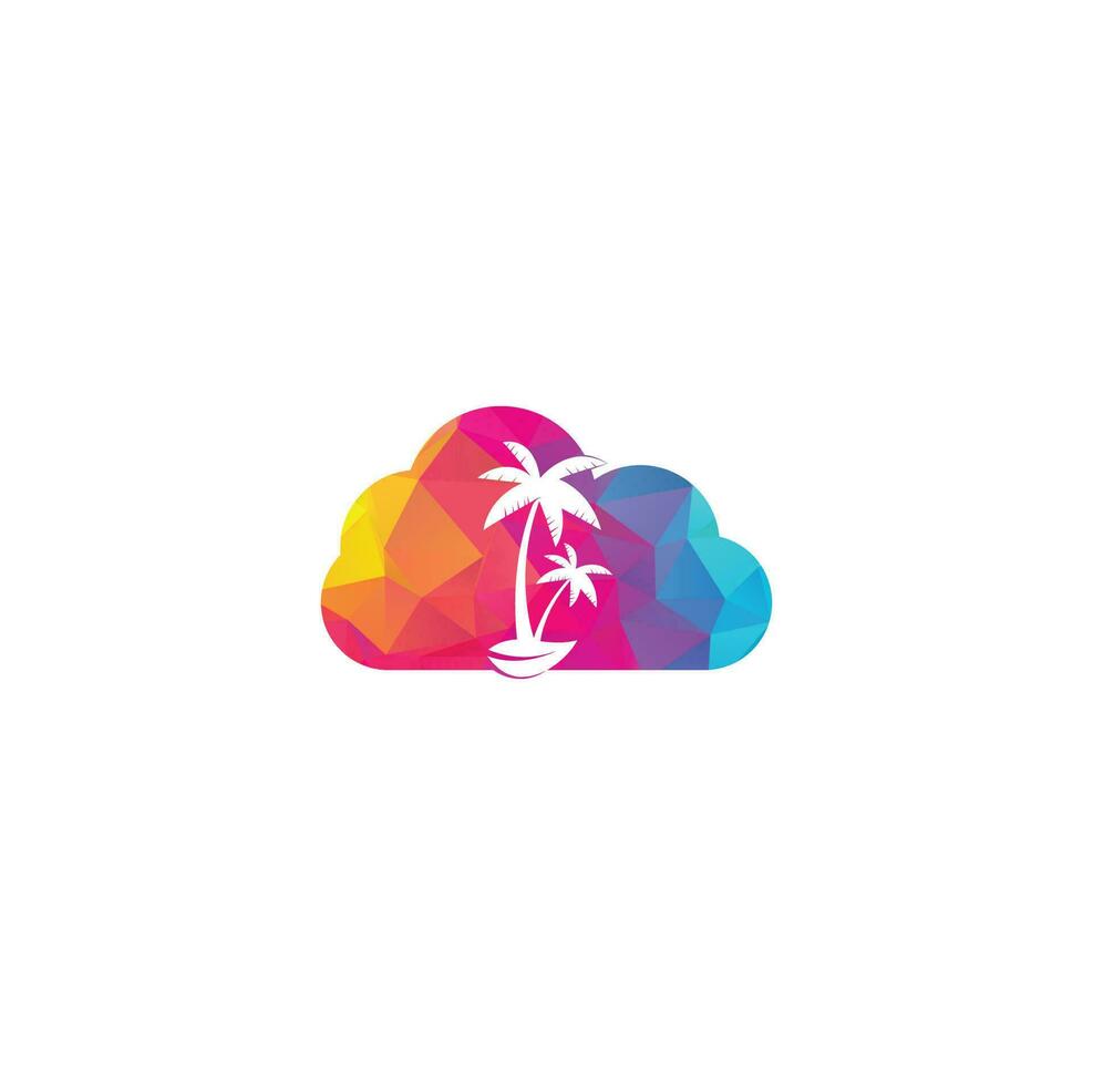tropicale spiaggia e palma albero logo design. creativo semplice palma albero vettore logo design. tropicale spiaggia nube logo