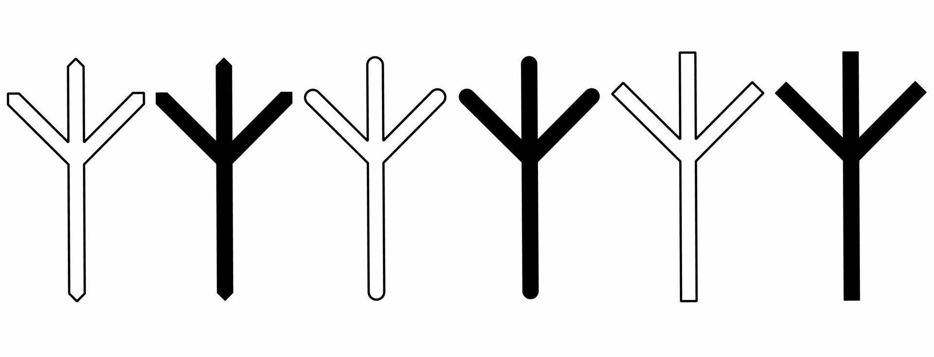 algiz elgiz runa icona impostato con diverso stile isolato su bianca sfondo vettore