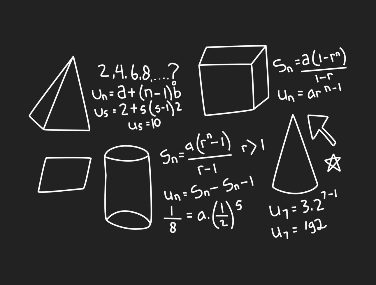 illustrazione realistica del fondo della lavagna di matematica vettore