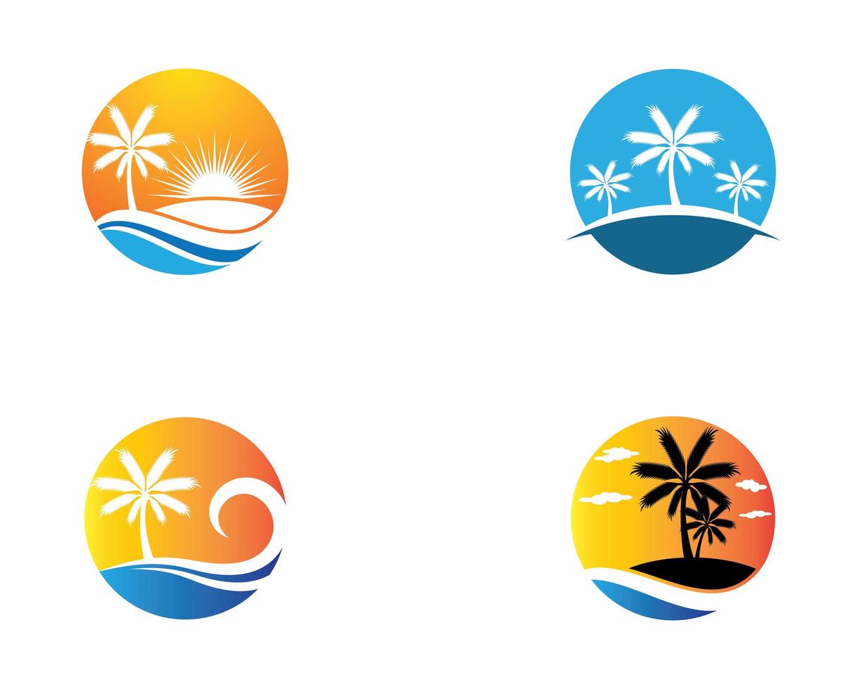 set di simboli estivi di palma vettore