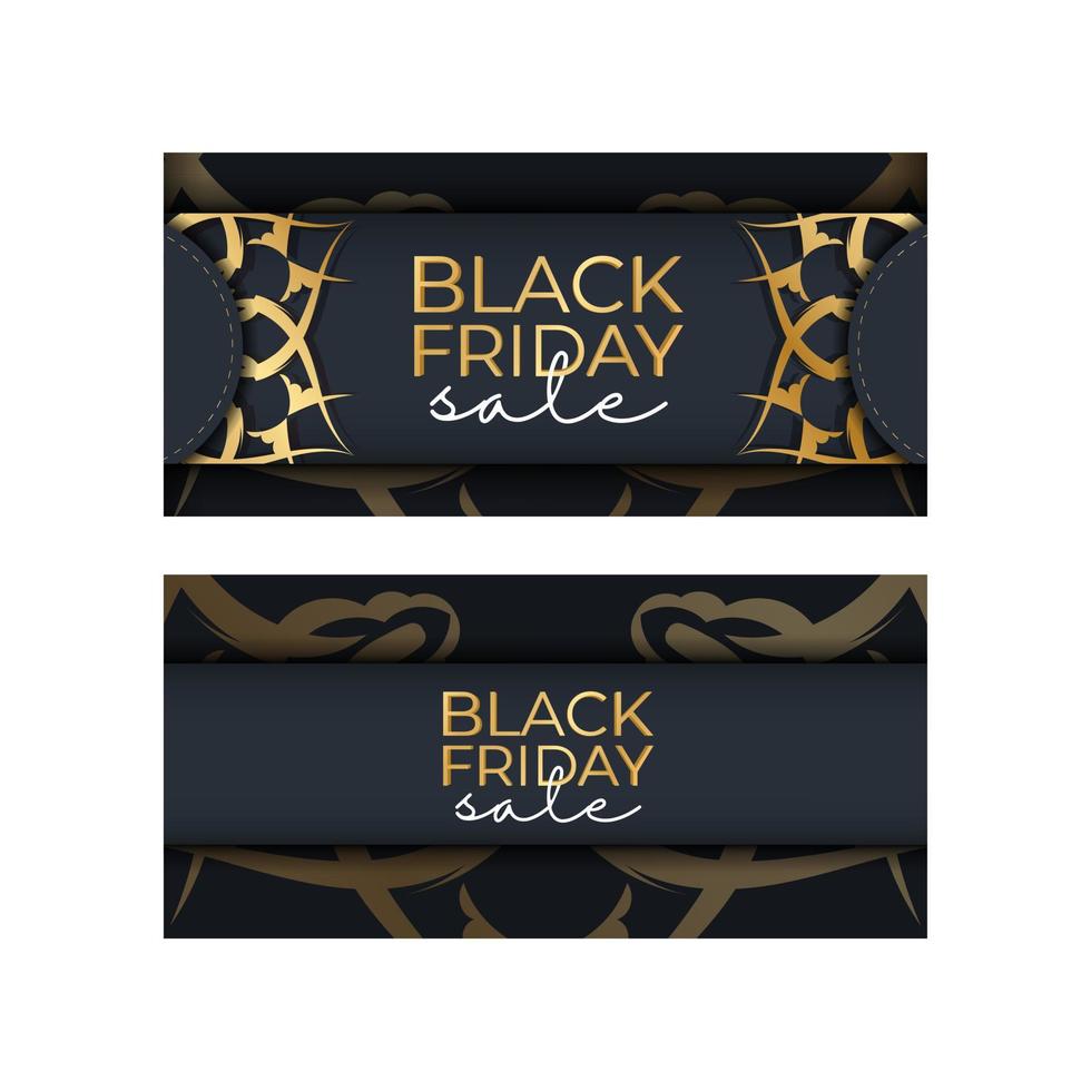 buio blu nero Venerdì vendita manifesto modello con lusso oro ornamento vettore