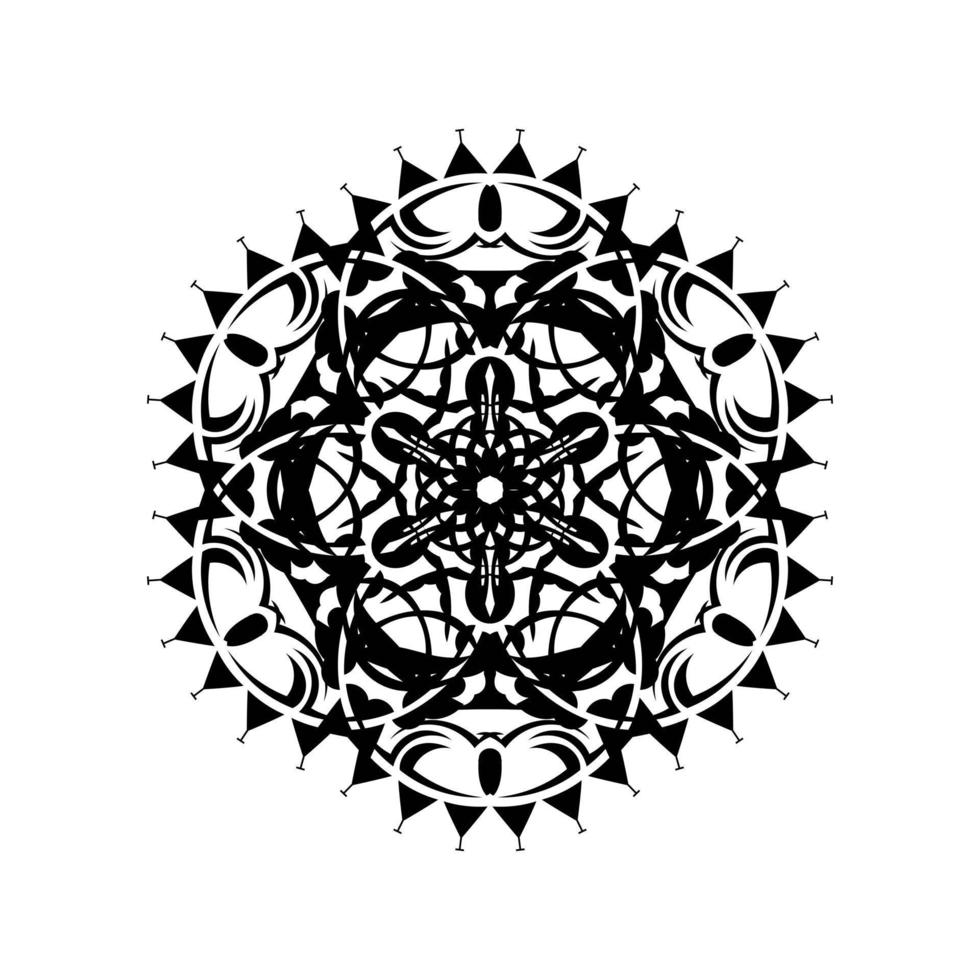 mandala tonda. motivo orientale in bianco e nero. motivo etnico. colorazione. modello di tatuaggio, ornamento all'henné. vettore psichedelico.