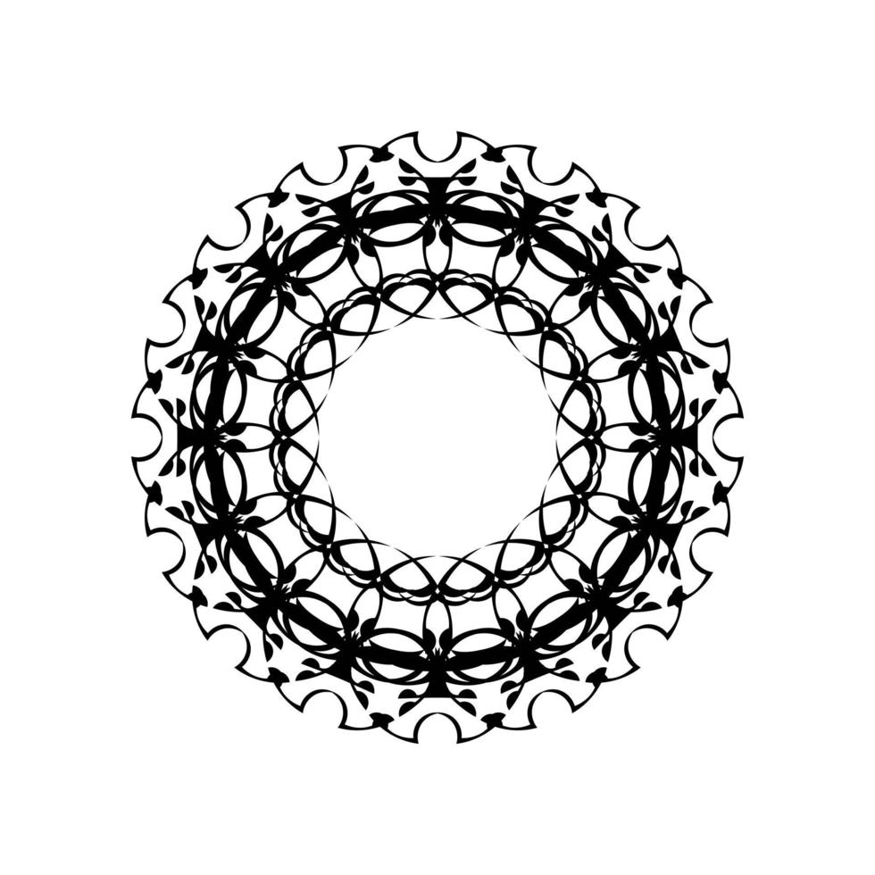 mandala tonda. motivo orientale in bianco e nero. motivo etnico. colorazione. modello di tatuaggio, ornamento all'henné. vettore psichedelico.