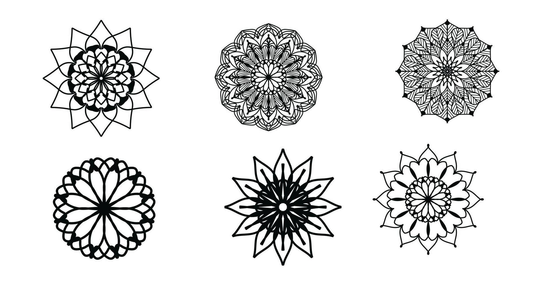 impostato mandala, nero mandala, lusso ornamentale mandala design sfondo, mandala disegno, mandala modello colorazione libro arte sfondo disegno, piastrella motivo, nero e bianca mandala, islam, Arabo, indiano vettore