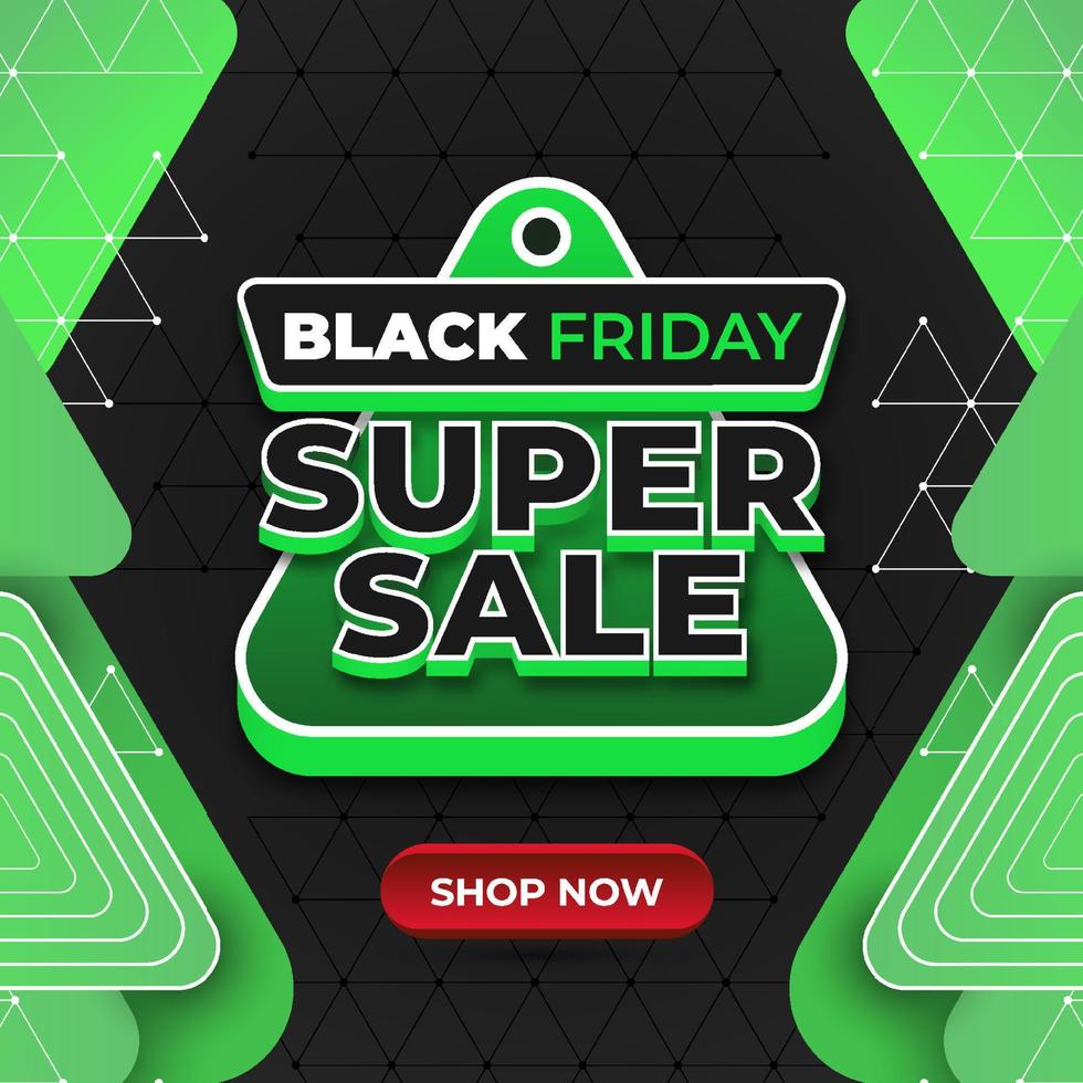nero Venerdì super vendita con verde triangolo concetti vettore