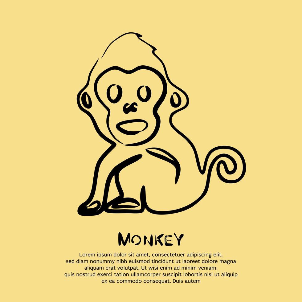 minimalista linea disegno di un' scimmia. vettore illustrazione