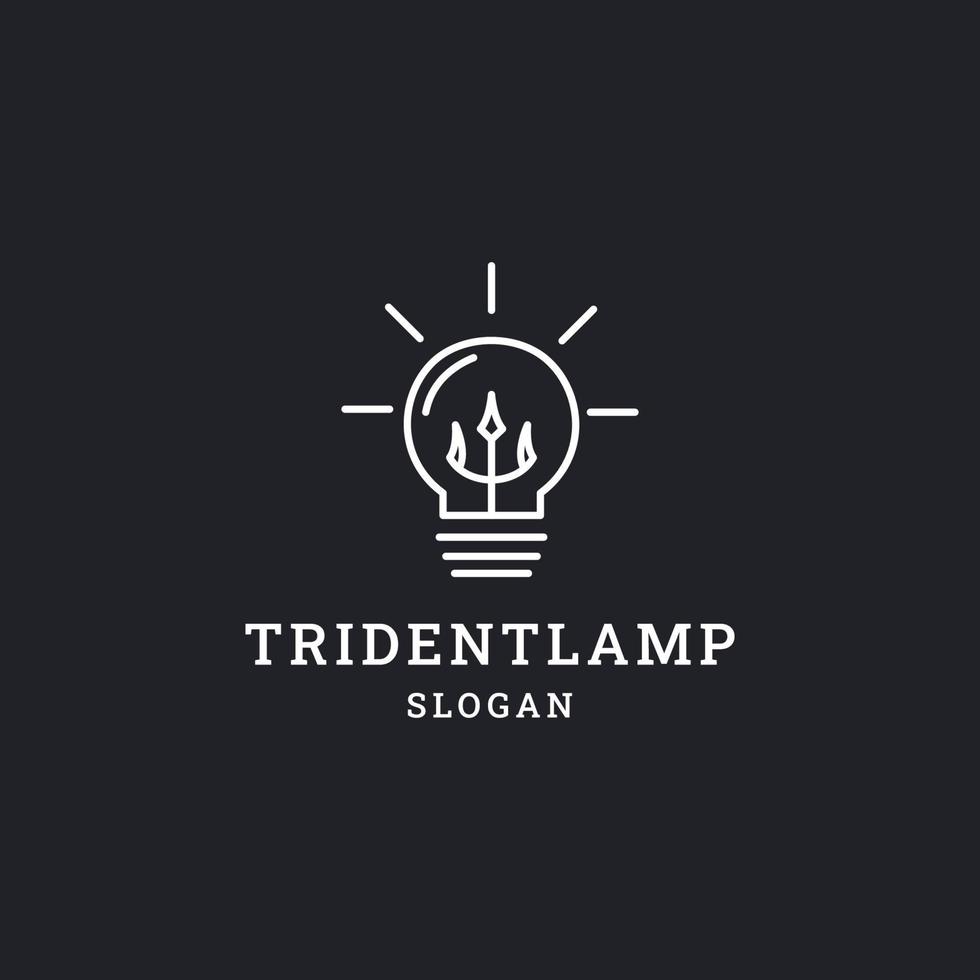 tridente lampada logo icona piatto design modello vettore