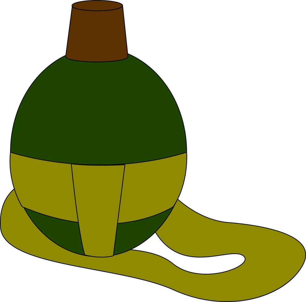 militare verde borraccia, illustrazione, vettore su bianca sfondo.