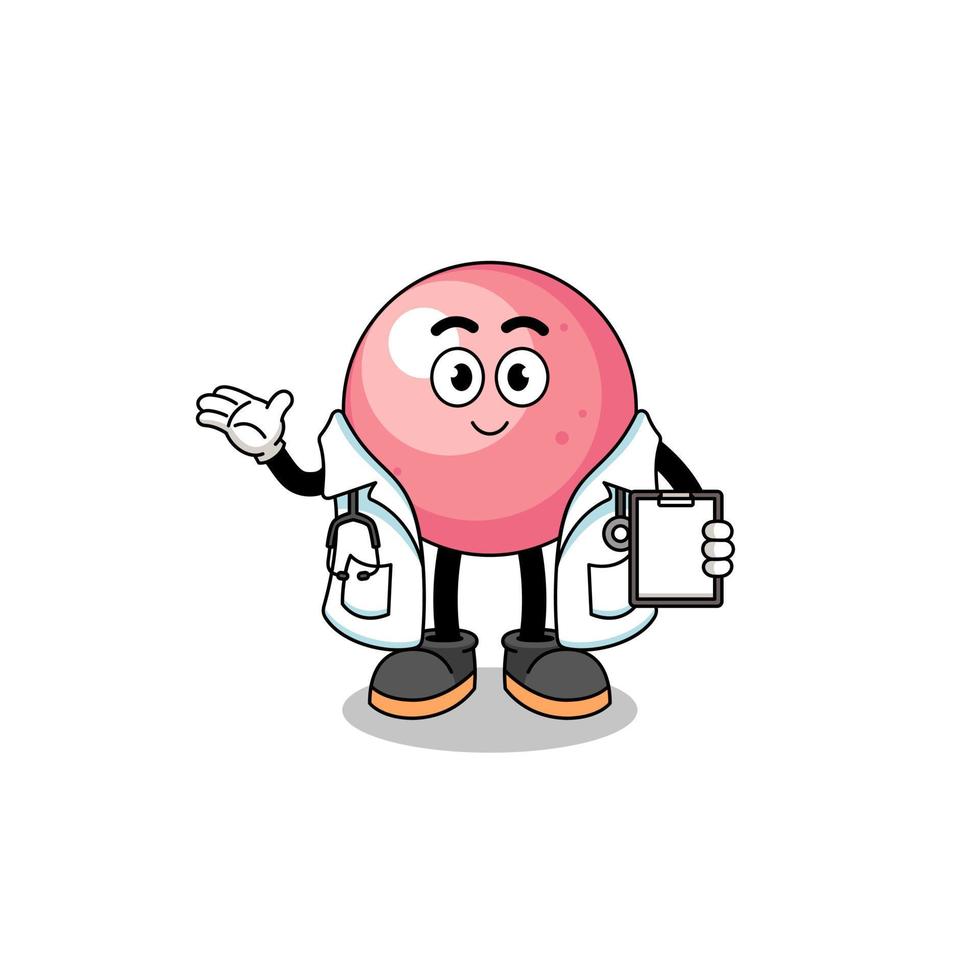 cartone animato portafortuna di gomma palla medico vettore