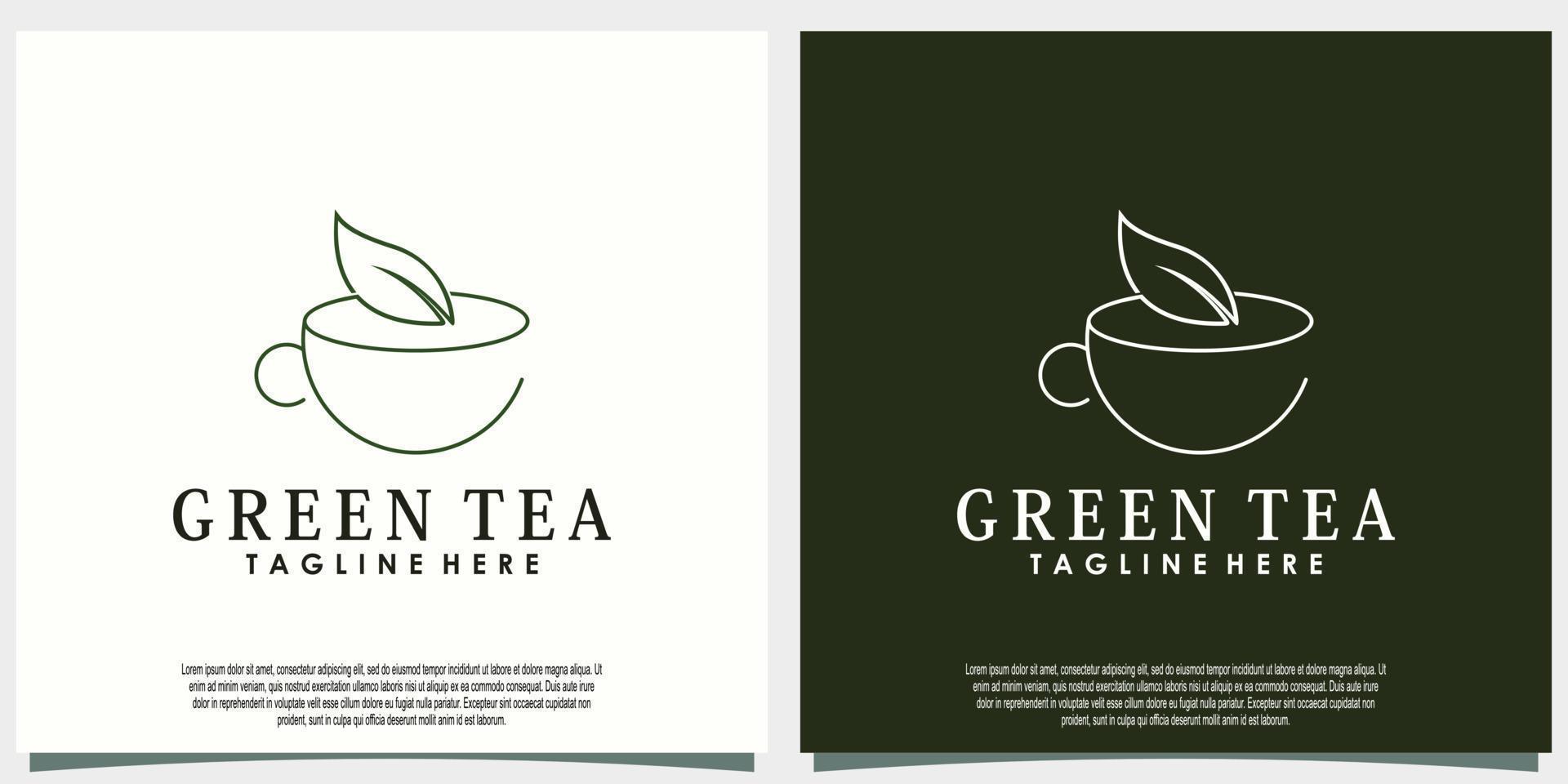 verde tè logo design con foglia e teiera creativo concetto vettore