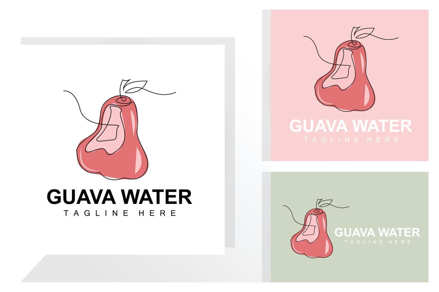 acqua guaiava logo design vettore con linea stile fresco frutta mercato illustrazione vitamina pianta