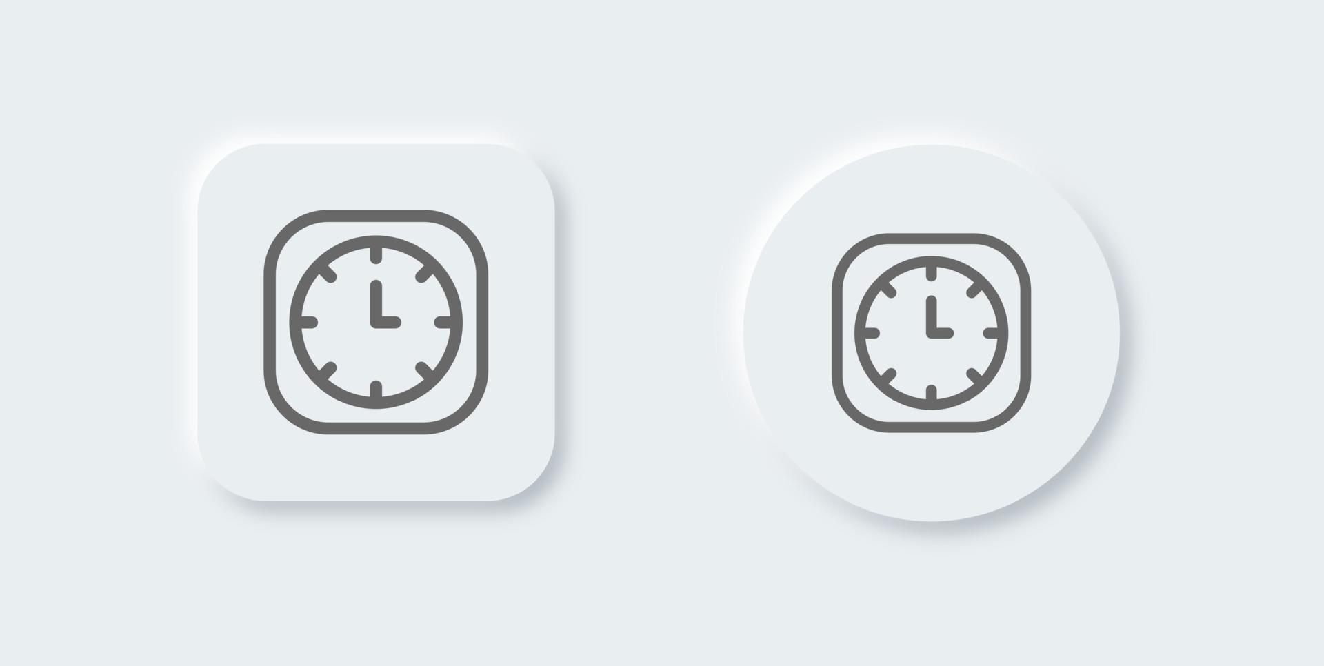 orologio linea icona nel neomorfo design stile. tempo segni vettore illustrazione