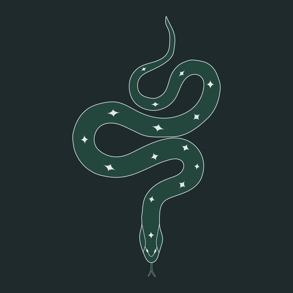 verde serpente animale magico selvaggio. vettore illustrazione