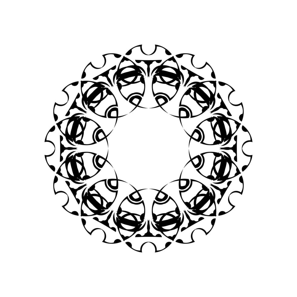 mandala tonda. motivo orientale in bianco e nero. motivo etnico. colorazione. modello di tatuaggio, ornamento all'henné. vettore psichedelico.