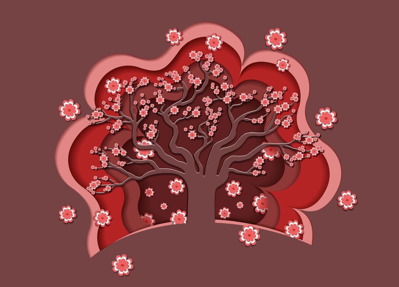 vettore illustrazione nel il stile di un' carta ritaglio. un' albero nel fiori. sakura fatto di carta
