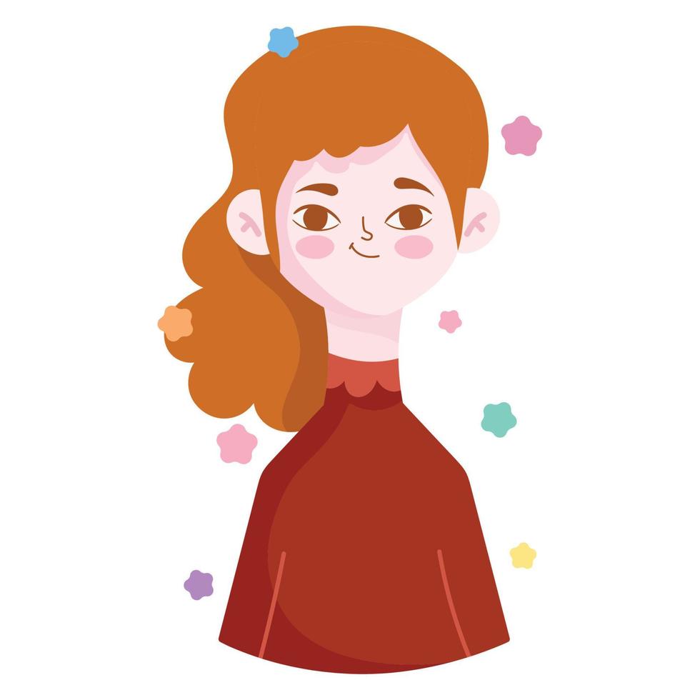 divertente giovane donna ritratto personaggio avatar nel cartone animato vettore