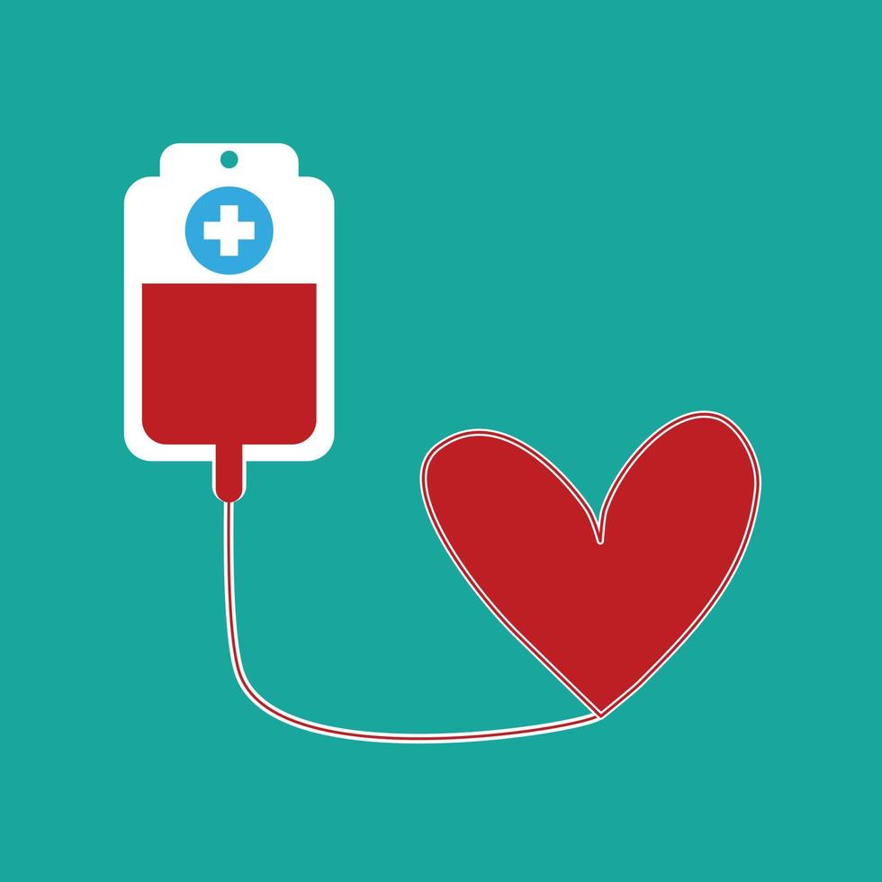 sangue donazione concetto con il sangue Borsa design .il concetto di trasfusione sangue a partire dal sangue Borsa per cuore. vettore